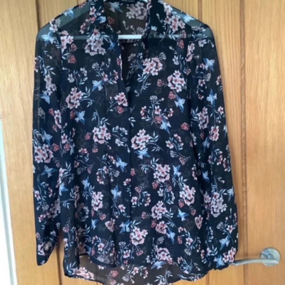 Floral Sheer Black Blouse